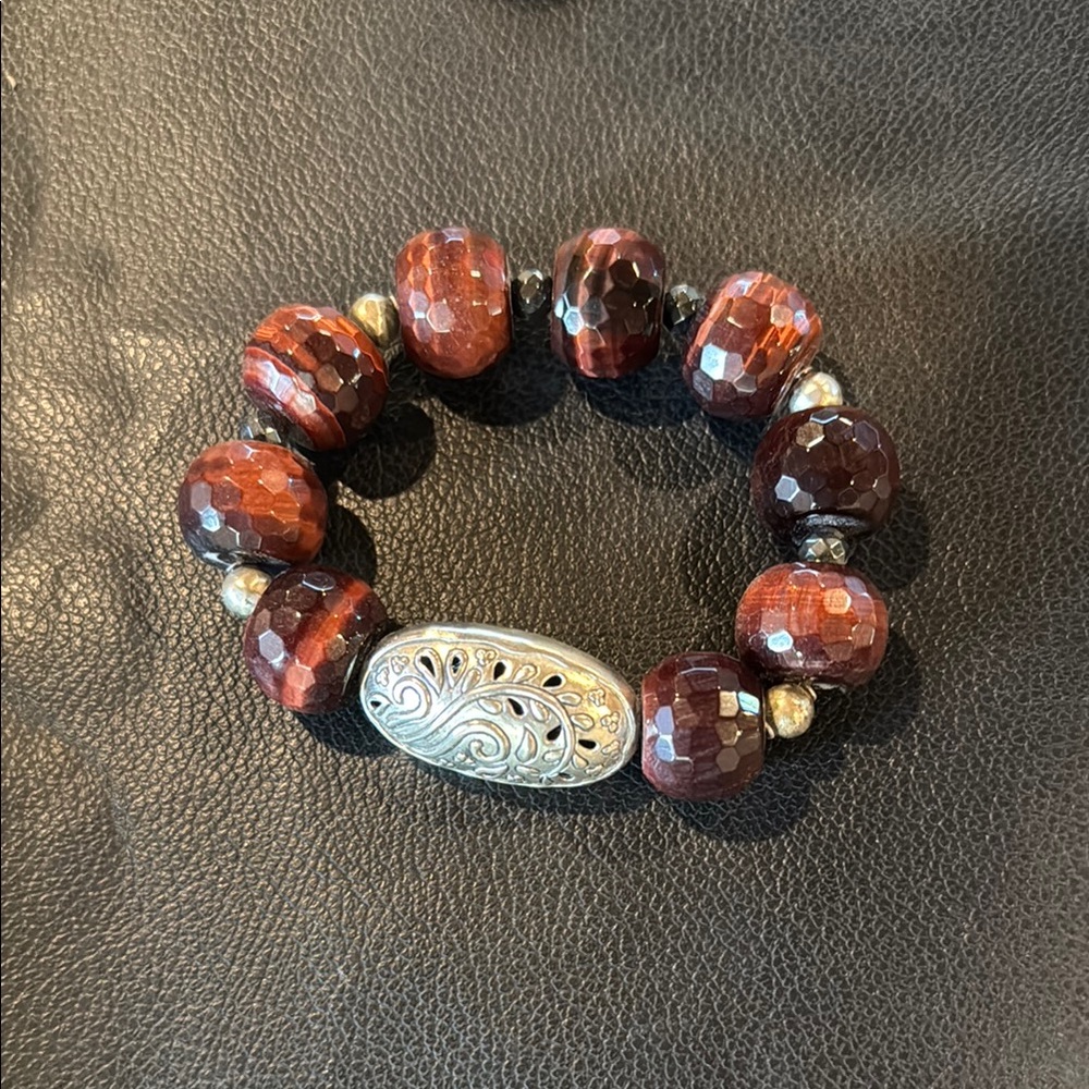 Silpada Brown and Silver Bracelet with Unique Beaded Design